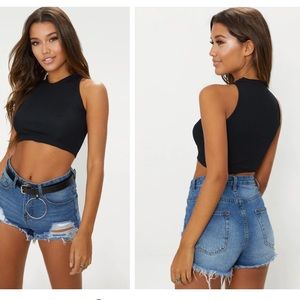 Black rib crop top